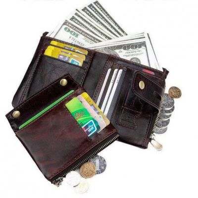 Мужской кожаный бумажник с защитой от RFID